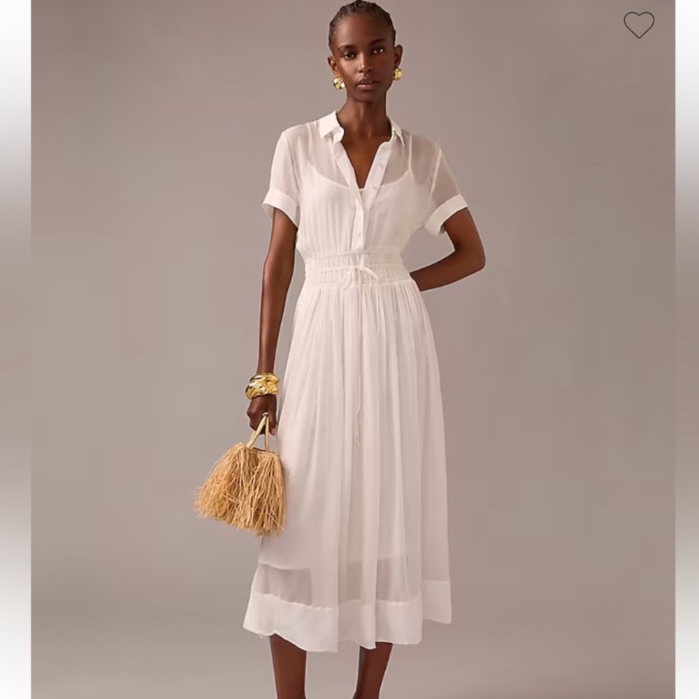 J. Crew Elena Shirtdress - White, Size 4, NWT